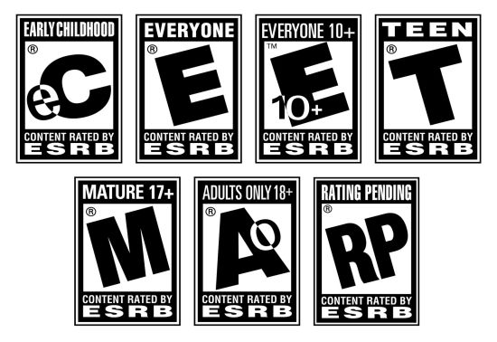 在1994年ESRB分级制度刚刚建立之时，只有EC(幼儿，3+)、T(青少年，13+)、M(成熟，17+)及AO(成人，18+)及四种分级方式，后来又陆续加入了E(所有人)及E10+(10岁以上)两种分级，此外还有RP这样尚未分级的游戏，一般仅在广告中出现。